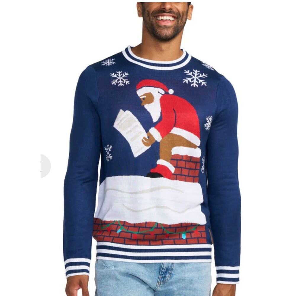 Tipsy Elves‎ Sweater Mens Size M Santa's Log on the Fire Ugly Christmas Funny